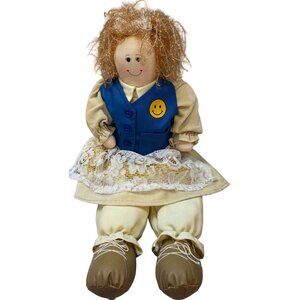 Vintage Create A Craft Wal Mart Employee Associate Blue Vest Shelf Sitter Doll